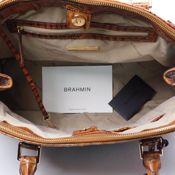 Brahmin Audra Toasted Almond Melbourne Leather Carry All Tote Handbag (51525) - Picture 5 of 7